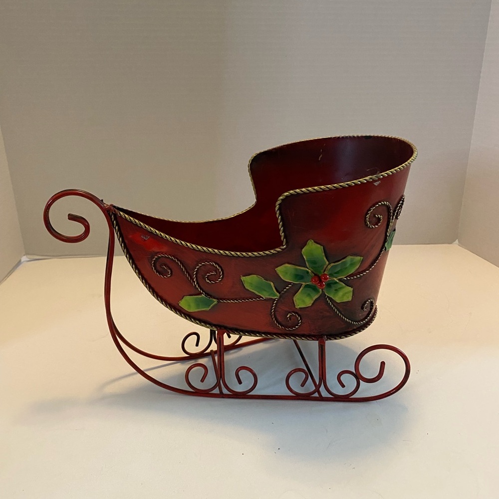 Festive Red Holiday Sleigh Decor